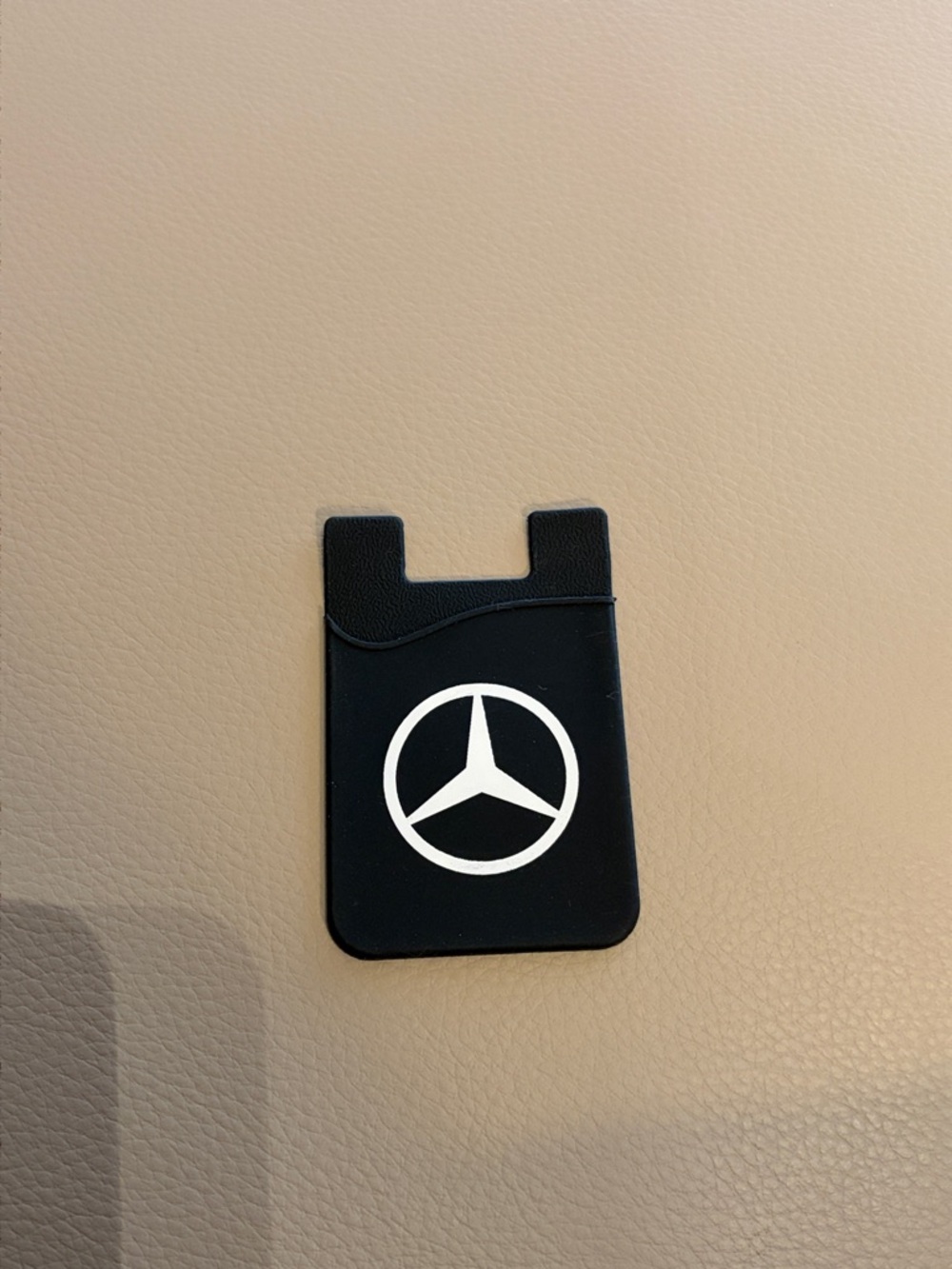 Black Silicone Phone Card Holder with Mercedes-Style Logo